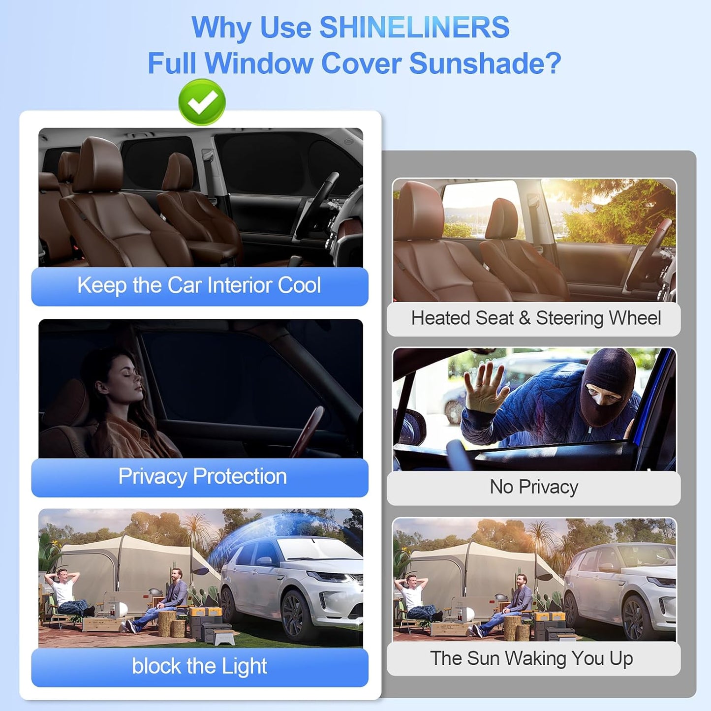 8pcs Car Window Shades for Hyundai Santa Fe 2013-2018 Accessories,Windshield Side Rear Full Sunshade,Sun Visor UV Blocking, Privacy Protection and Blackout for Camping Outdoor