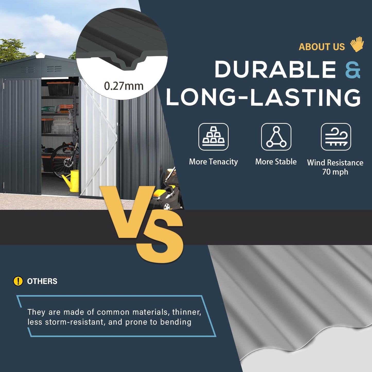 U-MAX Shed 10x10 Outdoor Storage - Large Metal Garden Sheds, Lockable for Backyard & Patio Use in Dark Grey