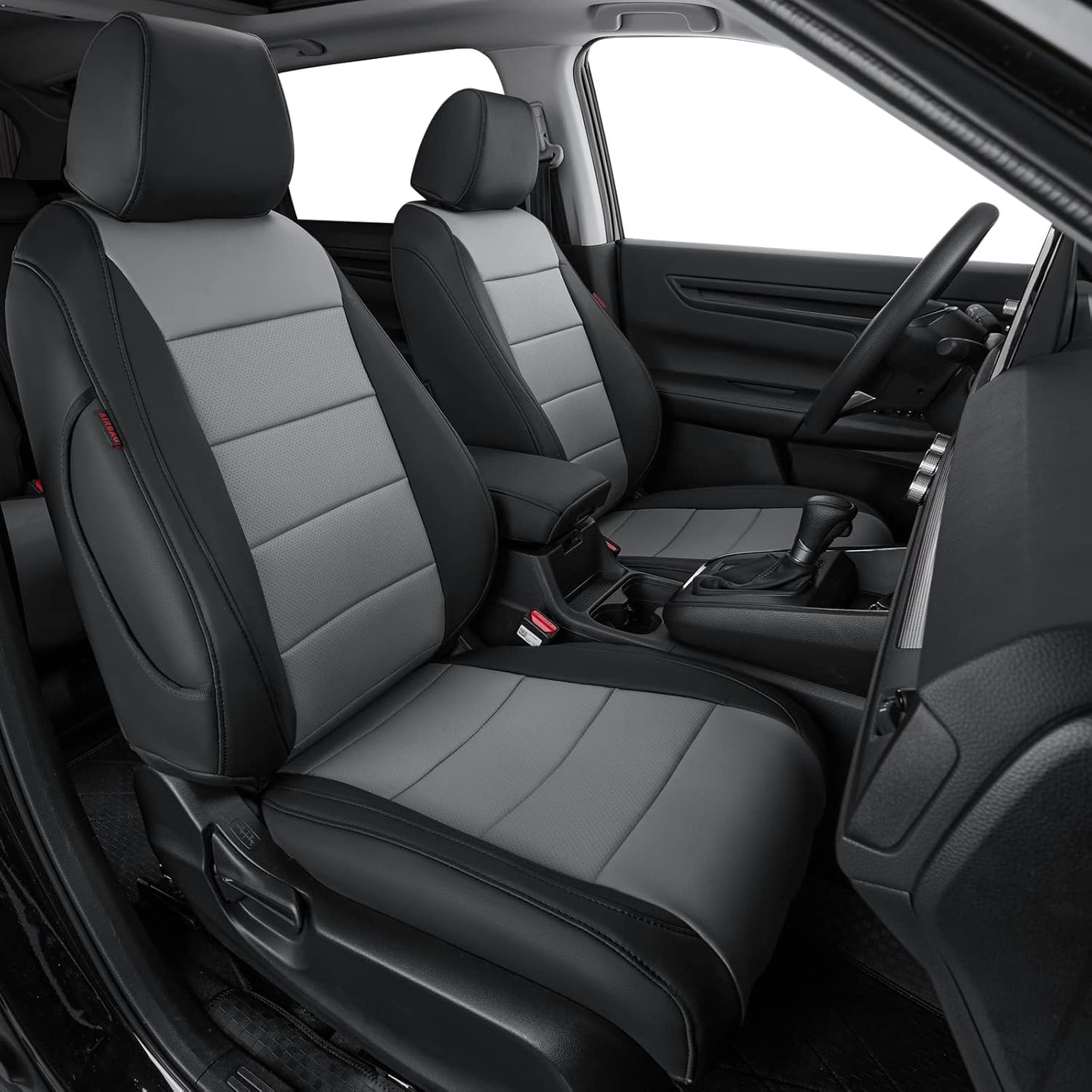 Coverdream CRV Leather Seat Covers Custom Fit for 2023-2025 2026 Honda CR-V LX,EX,EX-L,Sport Series,Hybrid,Trailsport,Fully Covered,Airbag Compatible Waterproof Car Seat Protector(Full Set,Black/Gray)