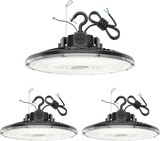 3 Pack 480V LED High Bay Light UL DLC Listed UFO Light 150W 100W 80W Adjustable, Dimmable High Bay LED Shop Lights 5000K Daylight, IP65 Commercial Bay Lighting for Warehouse Factory