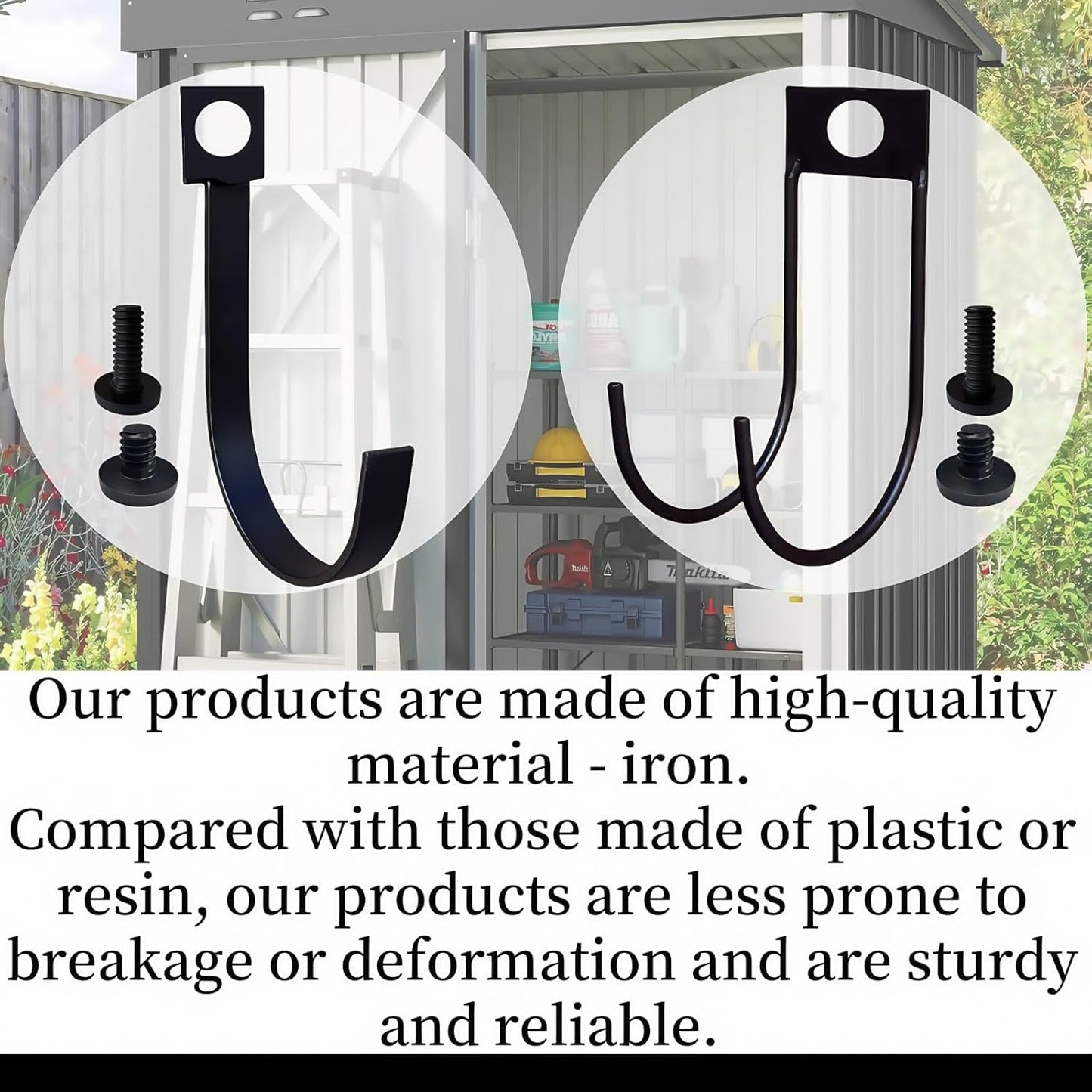 4-Pack Storage Shed Hooks for Suncast,Resin Shelf Accessory Outdoor Sheds Storage,with EZ Bolt Assembly,Replaceable Screws, Reusable,for Suncast Select Outdoor Shed Models