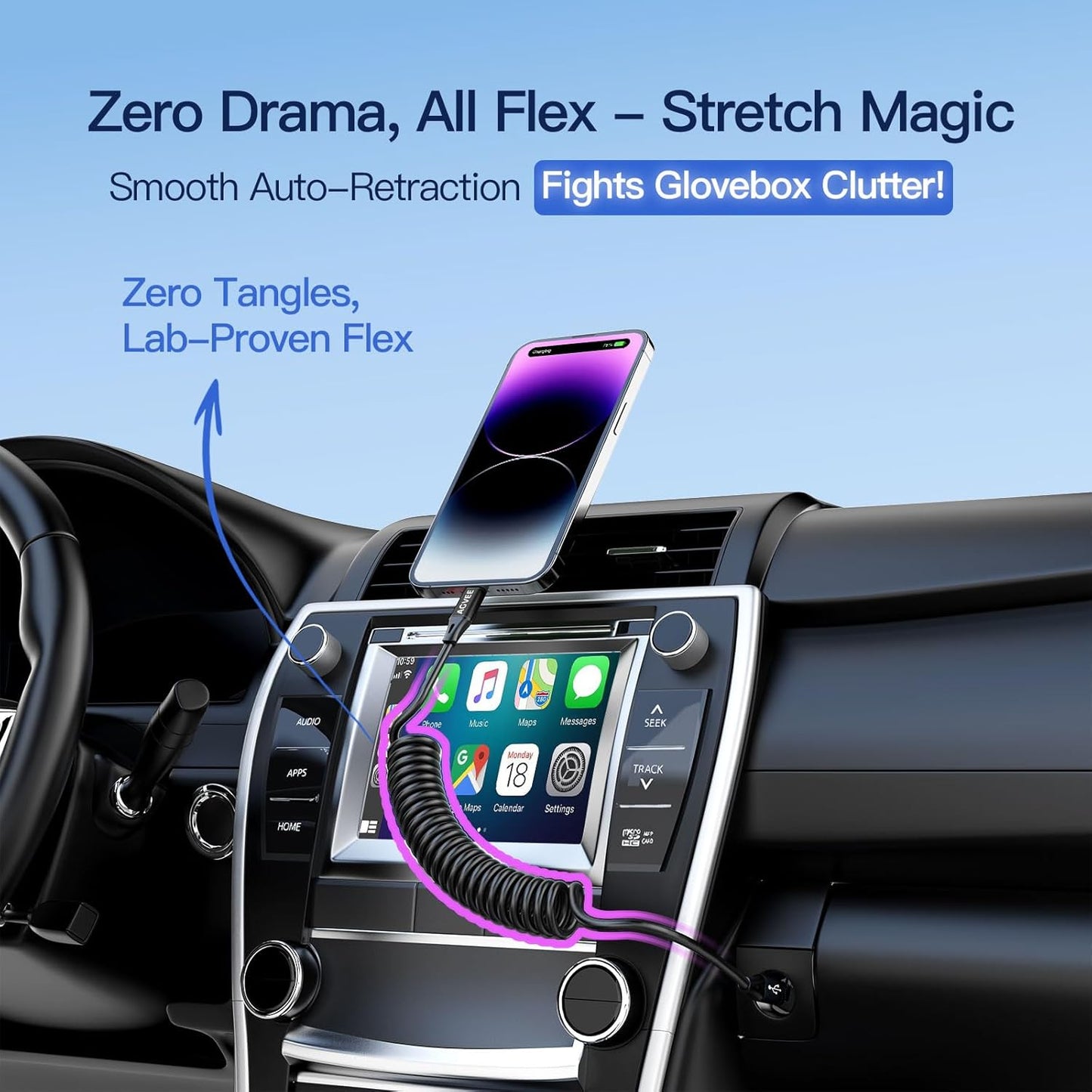 AGVEE 2 Pack 5ft Coiled Short USB-C to Lightning Charging Cable [MFI Certified] 30W PD Fast Charger Cord in Car for iPhone 14/13/12/11/XS/8/7/6/5 CarPlay, iPad, iPod, Black