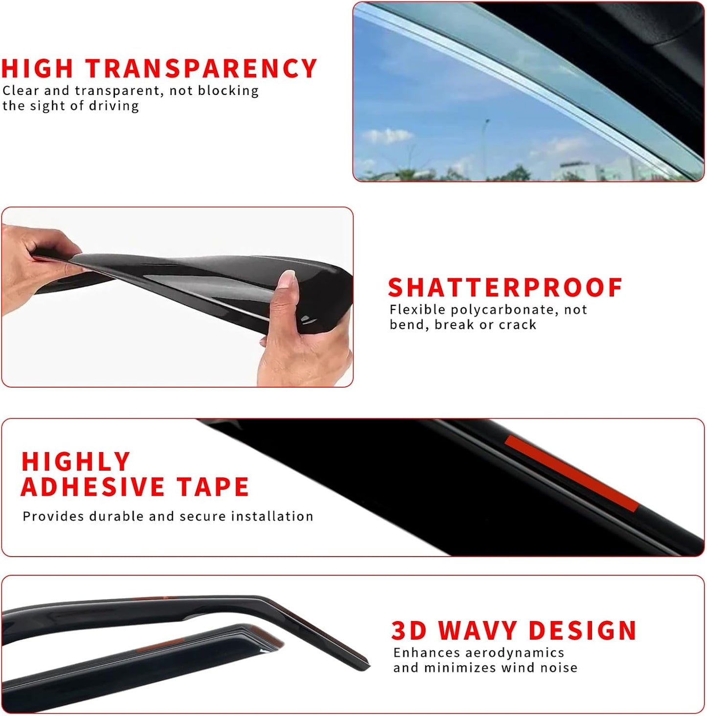 in Channel Rain Guards Fit for 2021 2022 2023 2024 2025 Chevrolet (Chevy) Tahoe/GMC Yukon/Cadillac Escalade, Durable Window Wind Deflectors, Smoke Tinted Vent Window Visors Shades, 4PCS