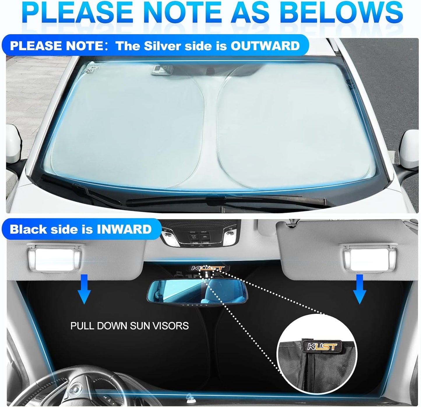 KUST Windshield Sun Shade for 2015-2021 Volkswagen Golf GTI e-Golf VW Golf R 4 Door Hatchback Sunshade Sun Visor Protector Foldable Blocks UV Rays