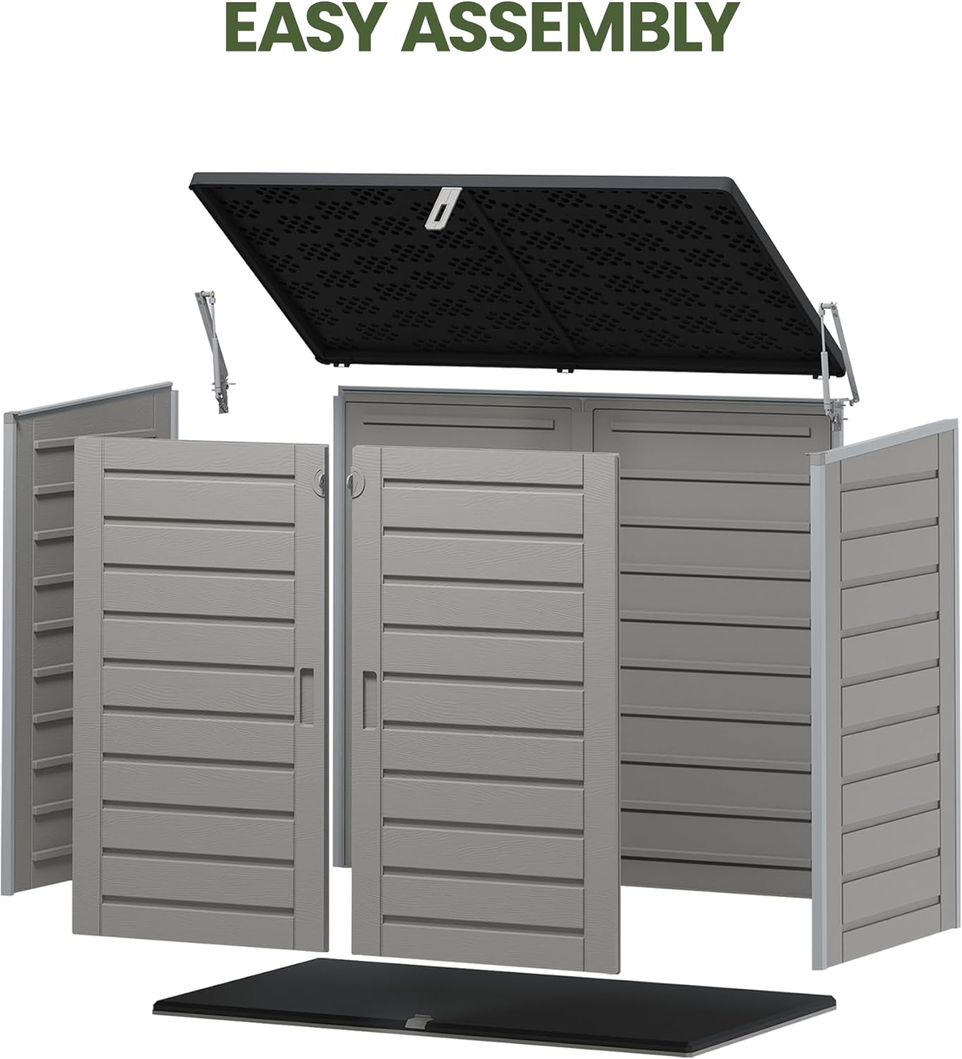 Outdoor Trash Can Storage Shed 4.6 x 4.1 FT, 304 Gallon Resin Shed with Lockable Doors & Lift Lid, Waterproof Outdoor Storage for Garden Tools, Cushions & Patio Equipment