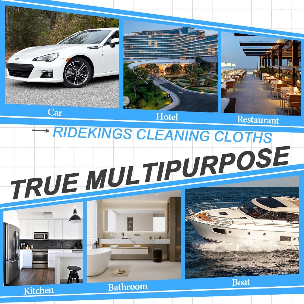 Micro Fiber Cloth，Coral Fleece Towels for Car，SUV，RV，Motorcycle，Boat，Absorbent, Lint-Free, Extra Soft,Reusable and Durable,Interior Microfiber Rags 16in x 16in-Blue 6 Packs