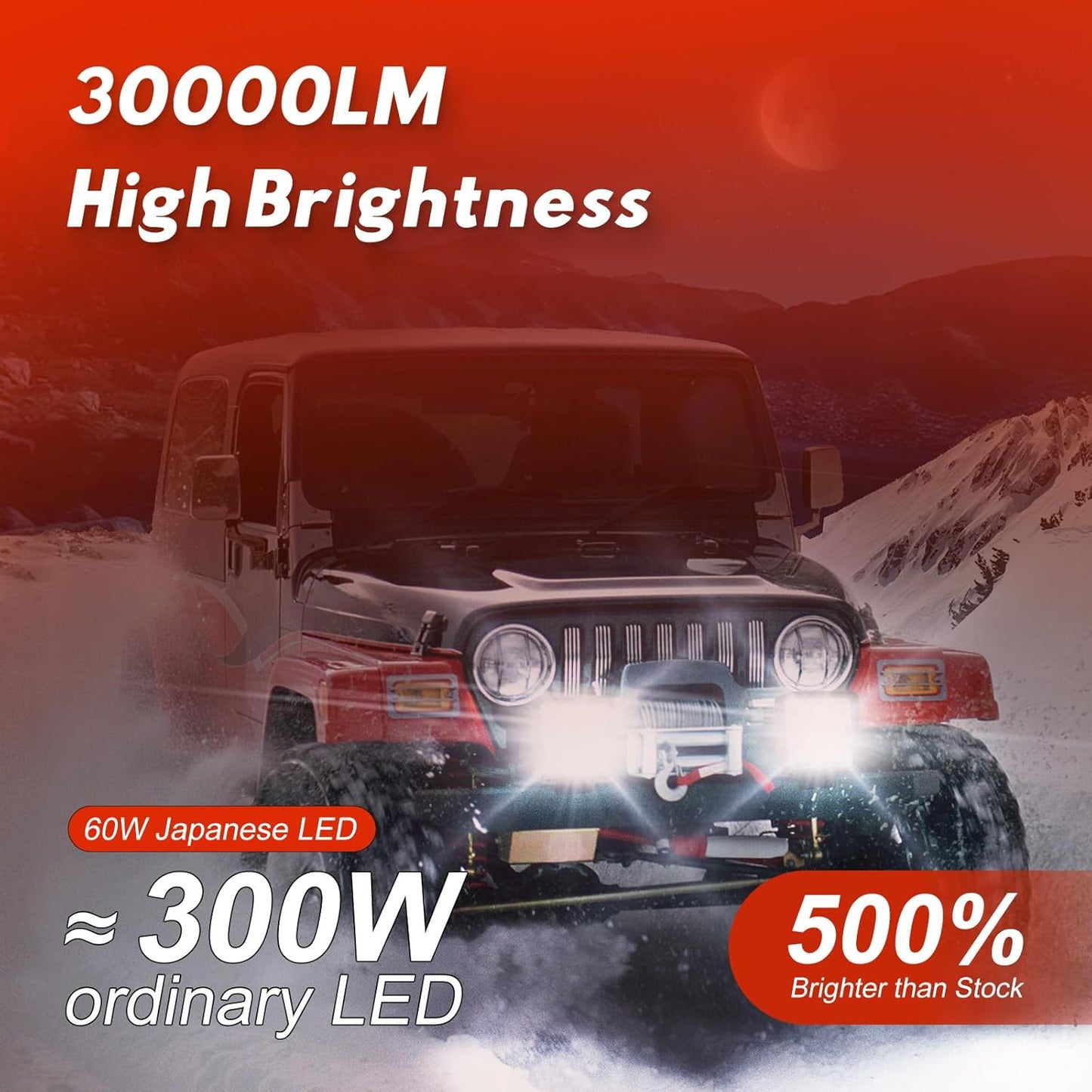 Firehawk LED Light Pods Bar 4 Inch 30000LM 60W Round Spot Flood Amber White Driving Offroad Fog Work Backup Bumper for Truck Jeep ATV UTV SUV Tractor Motorcycle 4x4 Cart Trailer Boat Waterproof 2PCS