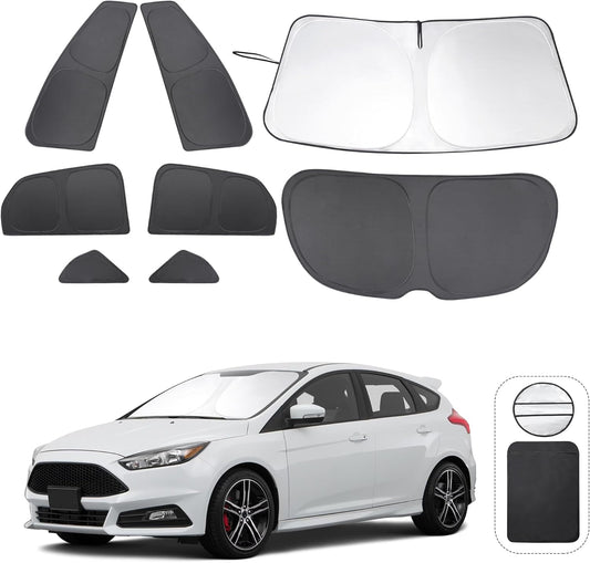 TINGLU Window Shades for Ford Focus 2014-2018 Hatchback Accessories Car Side Full Windows Rear Triangular Windshield Sun Shade Sun UV Rays Privacy Protection 8PCS