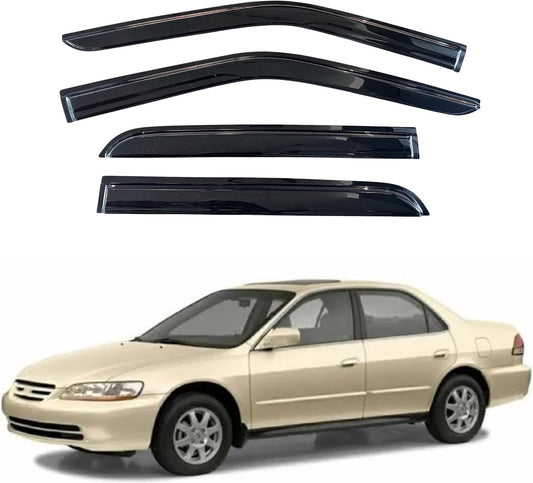 KPY Window Visor Compatible with Honda Accord Sedan 1998-2002, 4PC Rain Guard Side Window Vent Deflectors Tape-On Mugen Style, 1998 1999 2000 2001 2002
