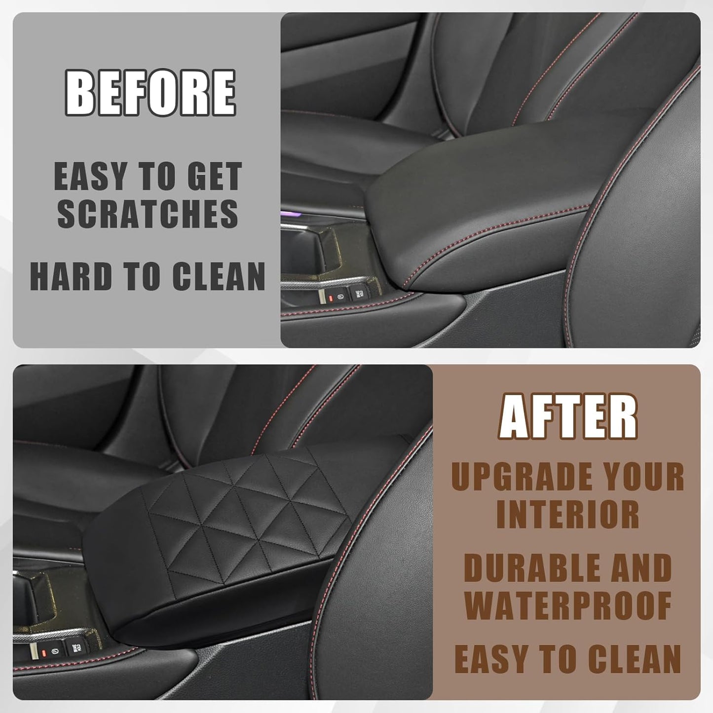 Muslogy for Accord 2025 2024 2023 Center Console Cover Armrest Pad Vegan Leather Extra Soft Armrest Lid Protector Compatible with Honda Accord LX EX Sport Hybrid EX-L Sport-L Touring (V2 Black)