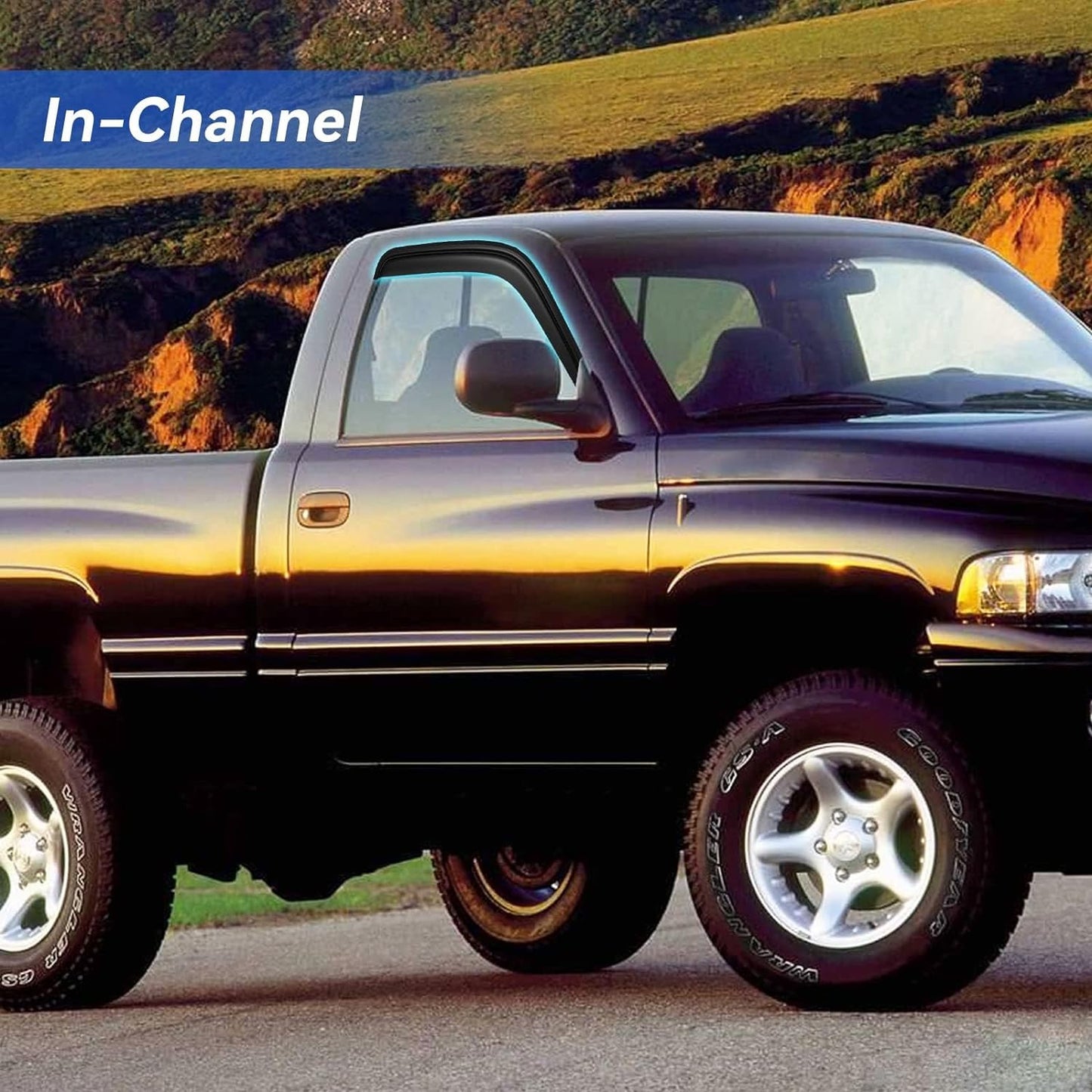 in-Channel Window Visors Rain Guards for 1994-2001 Dodge Ram 1500, Window Wind Deflectors Vent Shades for 94-02 Ram 2500 3500