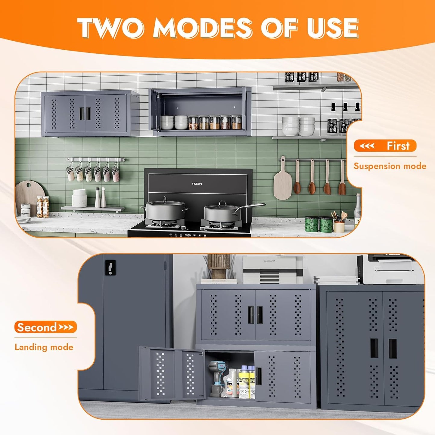 Metal Wall Storage Cabinet Steel Wall Mounted Garage Storage Cabinet with Doors for Basement Utility Room Warehouse Kitchen