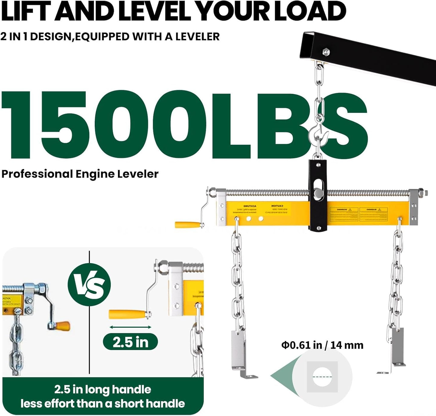 2 Ton Folding Engine Hoist, 4400lbs Hydraulic Cherry Picker Engine Hoist with 6 Casters, Heavy Duty Engine Lift for Garage, Workshop, Automotive Repair (Yellow)