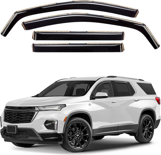GrandWheel Co Smoke Tinted in-Channel Side Window Vent Visor Deflectors Rain Guards Compatible with Traverse 2018-2023 - 4pcs. GW0556