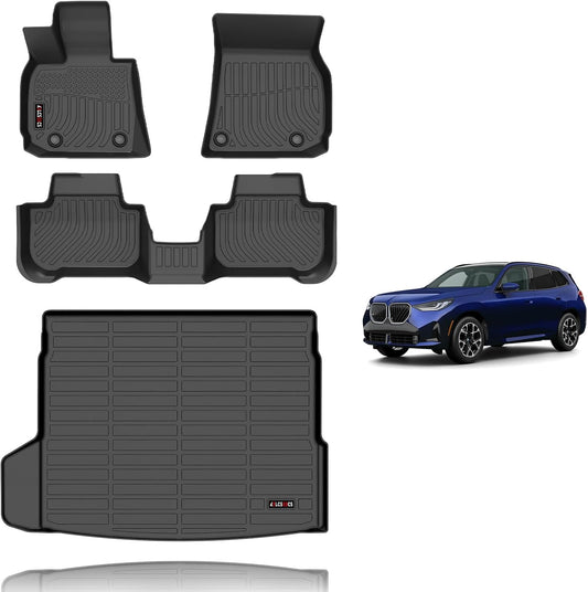 KELCSEECS Floor Mats & Cargo Liner Custom for 2025 BMW X3 Car Mats Automotive Cargo Mat Floor Liners Trunk Mat X3 All Weather Floor Mats Trunk Liner Black