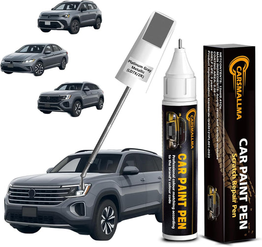 LD7X/2R Platinum Gray Metallic Car Touch Up Paint for Volkswagen, Color Accurate Car Paint Scratch Repair Pen Kit Quick & Easy Fix Vehicle Chips and Automotive Nicks Scuff