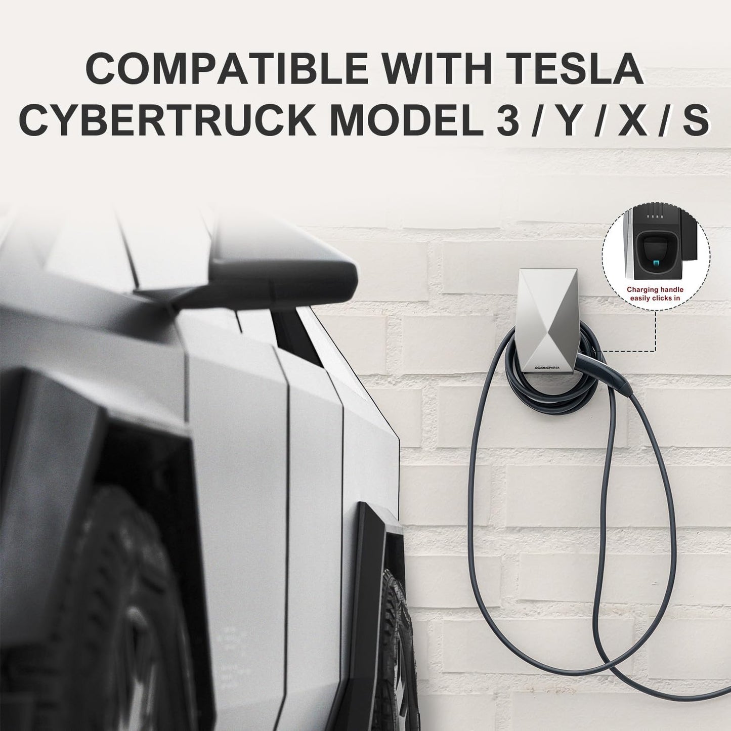 Upgraded Aluminum Charging Cable Holder with Chassis Bracket Compatible with Tesla Cybertruck Model 3 Model Y Model X Model S Charger Cable Organizer Accessories for Wall Connector,Improved Slot
