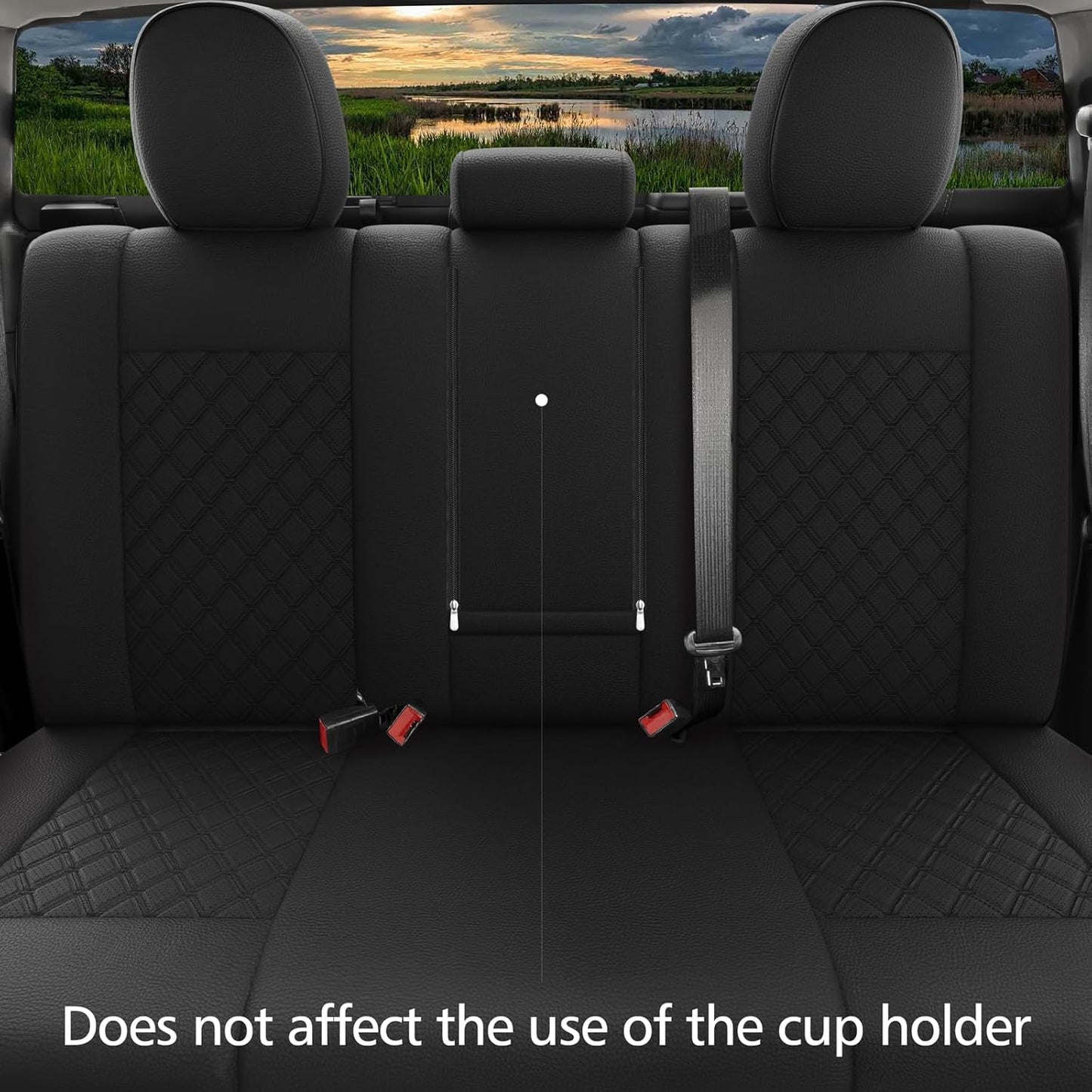 GIANT PANDA Customized Full Set Car Seat Covers Fit 2019 2020 2021 2022 2023 Ford Ranger SuperCrew(XLT,Lariat), 2021-2023 SuperCrew XL，Black