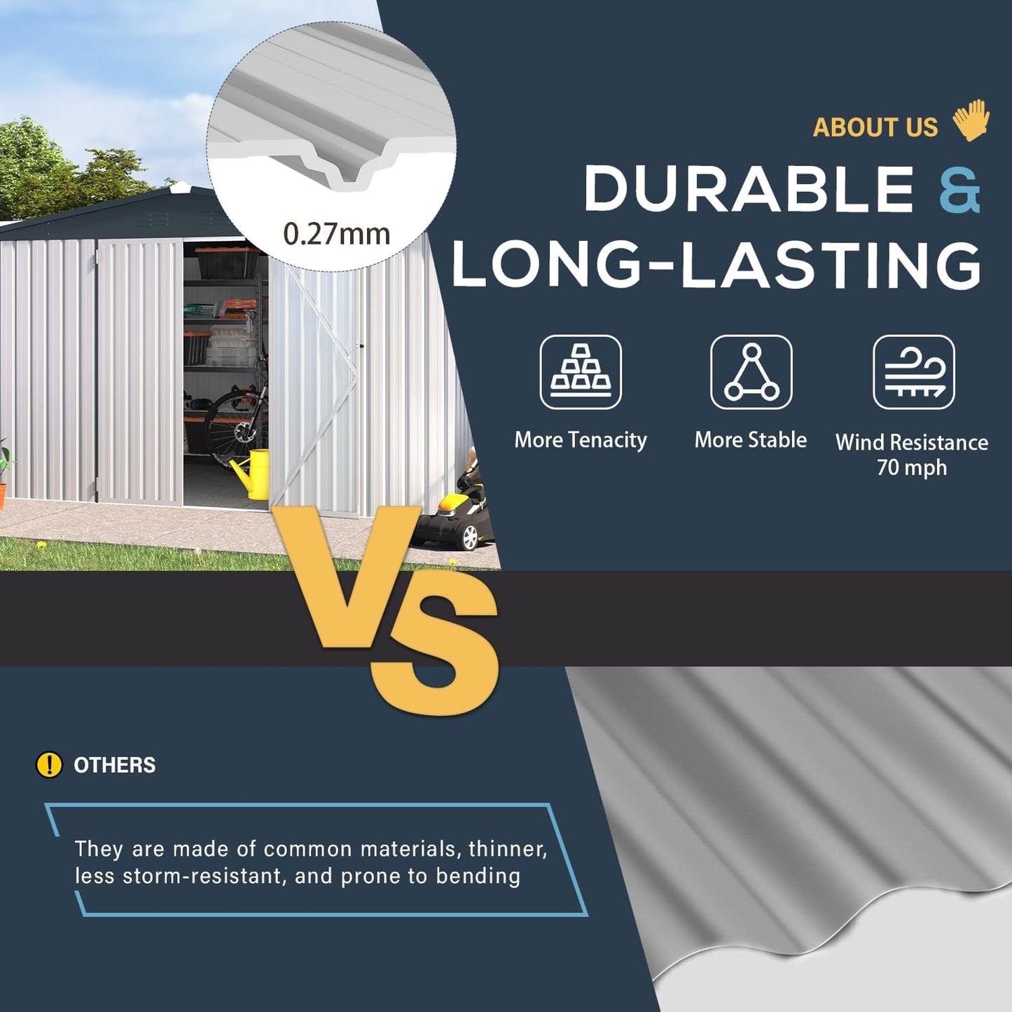 U-MAX 10x14 Shed, 14x10 Metal Outdoor Storage Shed, Large Outside Storage Garden Sheds & Outdoor Storage Clearance, Tool Shed Lockable for Backyard, Patio and Outside Use in White