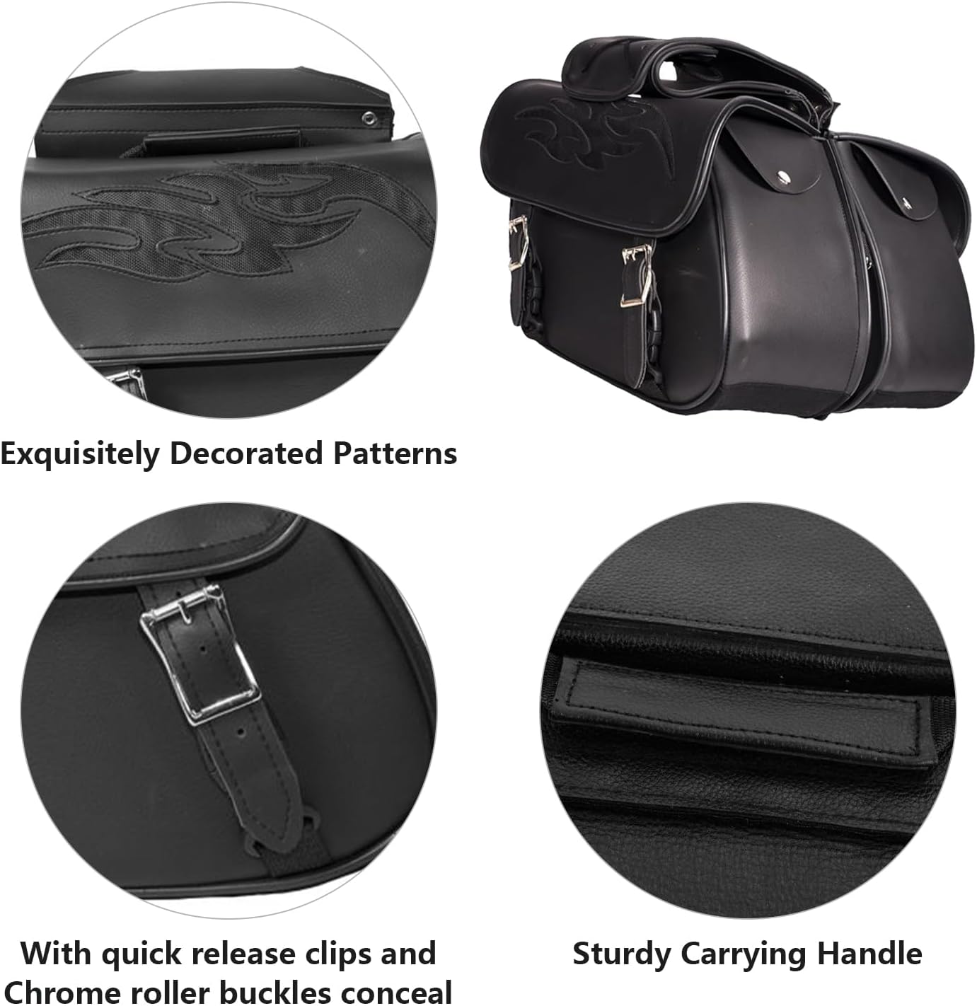 GARGOYLE BELLS Motorcycle Saddle Bags Leather Motorcycle Luggage Bag with Gun Holsters For Softails Sportsters and Choppers Waterproof Luggage Bags For Motorcycle