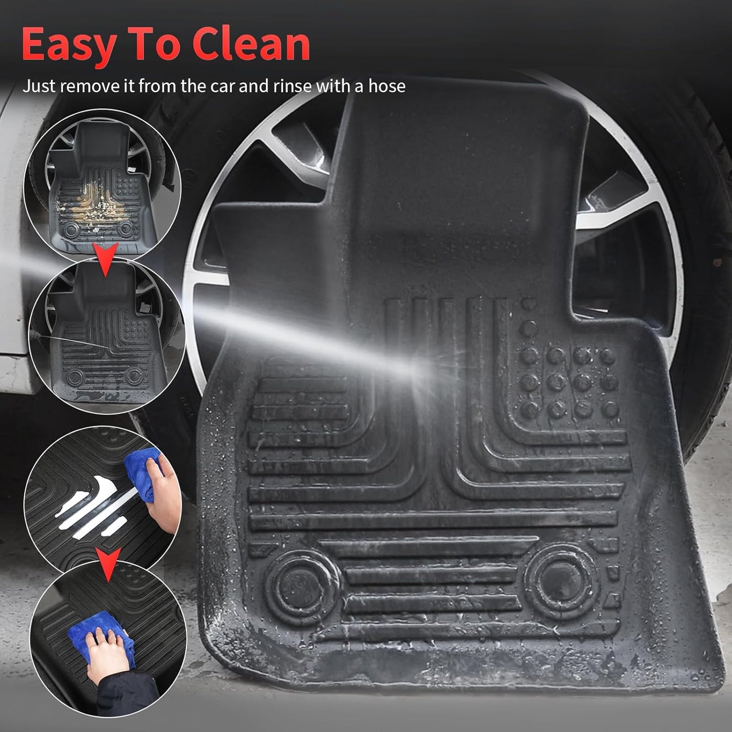 Wayhigh-Floor Mats & Cargo Liner Set for 2022 2023 2024 2025 Hyundai Tucson (Non Hybrid) All Weather TPE Car Mats Waterproof Heavy Duty Rubber Floor Liners for Tucson Accessories- Black