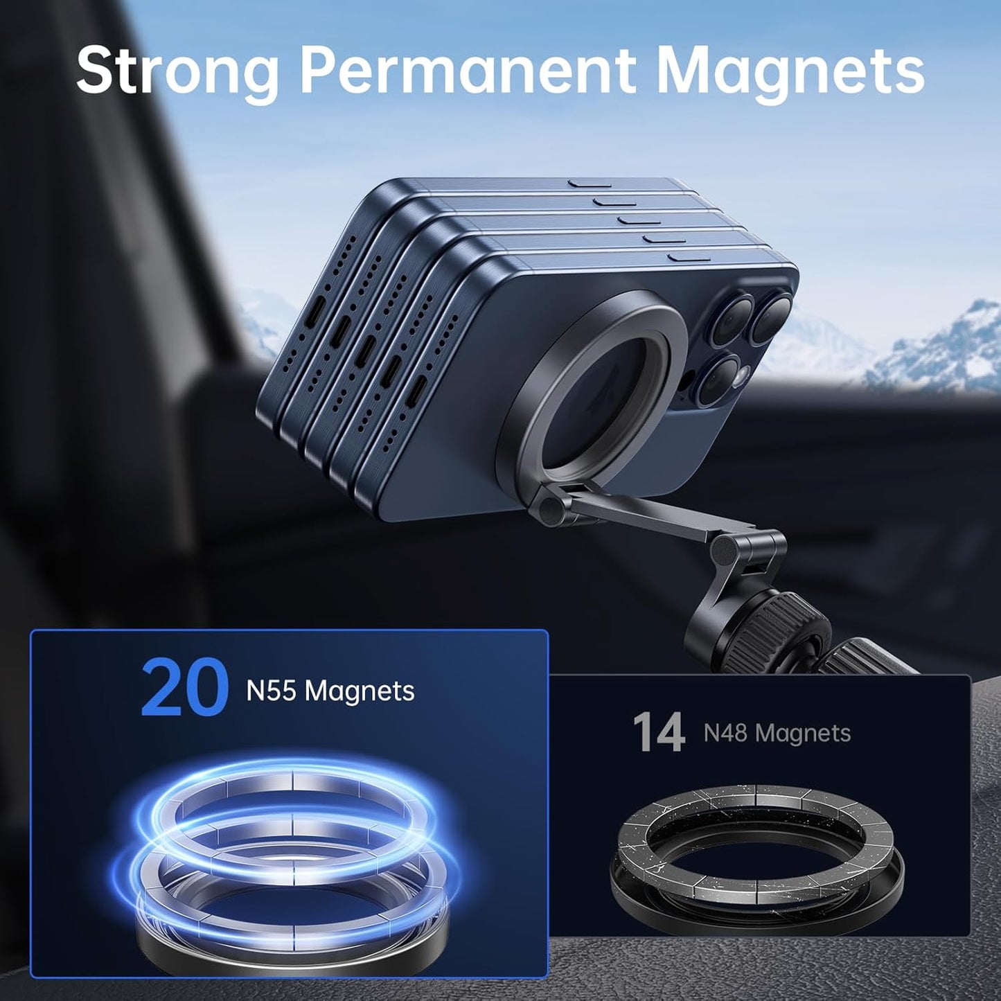 SYNCWIRE for Magsafe Car Mount Vent - Magnetic Phone Holder for Car [3D Long Arm | Flexible Rotation | Strong Magnets] Air Vent Car Phone Mount for iPhone 16 15 14 13 12 Pro Max Plus Mini Mag Safe