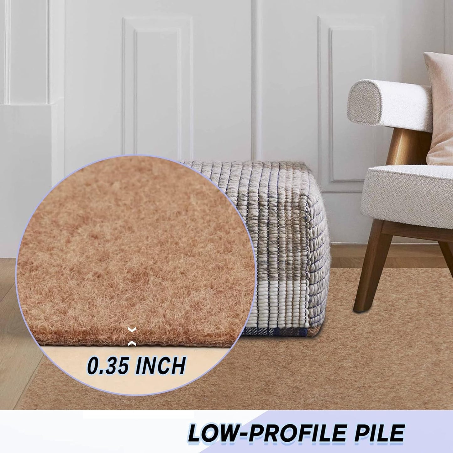 Custom Size Backed Non-Slip Area Rugs Runner, Easy Clean, Waterproof Runner Rugs for Hallway Entryway, Kitchen, Laundry, 2FT x 23FT, Beige