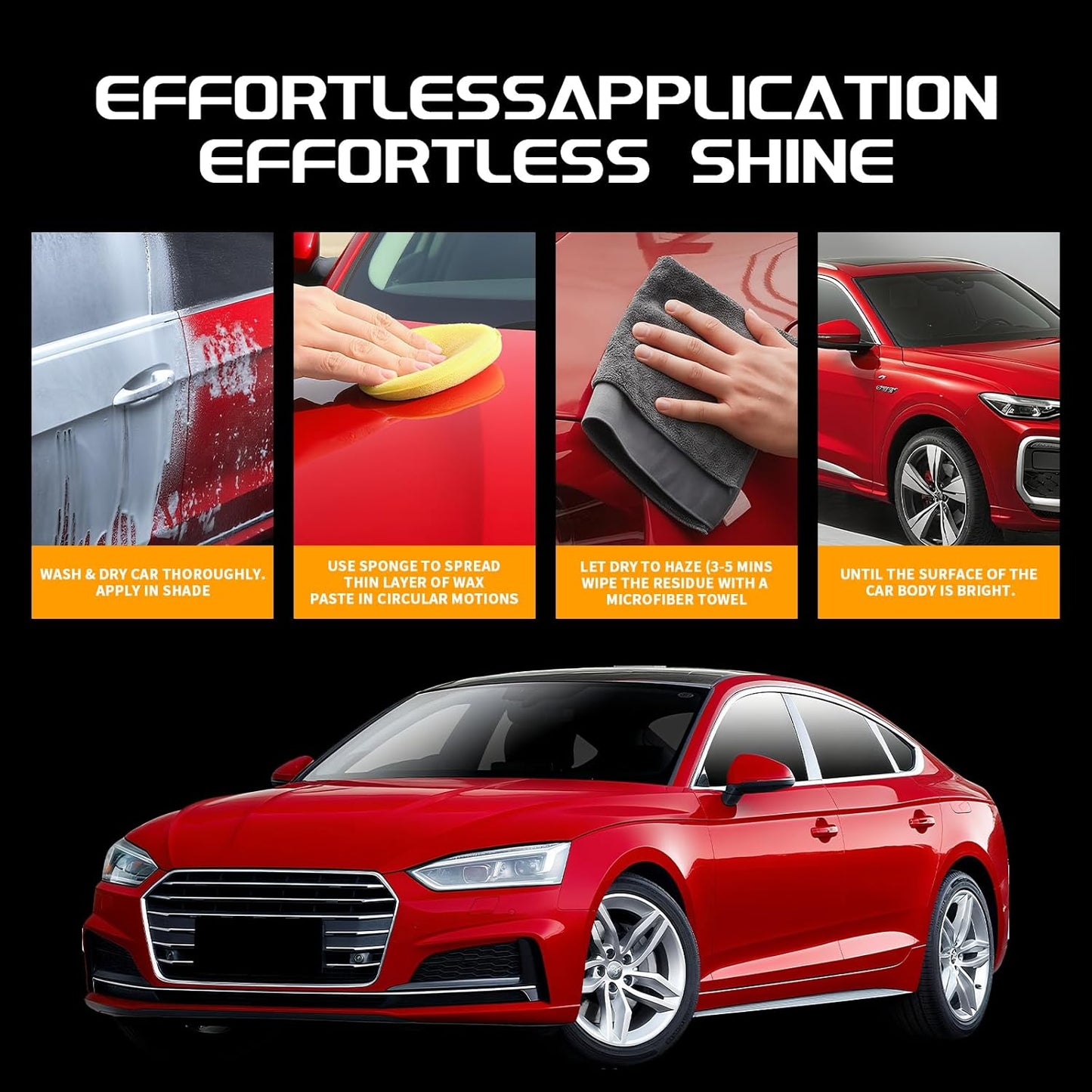 Car Wax for Red, Orange & Warm Color Paints | Sun Fade Defender & Metallic Pop | 180g Paste