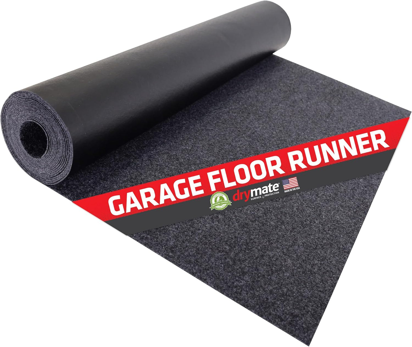 Drymate Garage Floor Runner Mat, (8'10" x 2'6"), Protects Surfaces, Absorbent, Waterproof, Slip-Resistant, Quick Dry Carpet Fabric, Trimmable & Washable (USA Made) (Charcoal)