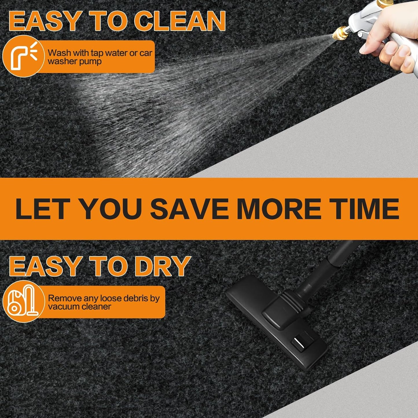 Oil Spill Mat, 64 x 32 Inch Garage Floor Mat Heavy Duty Absorbent Oil Pad for Under Car with Rubber Backing Protects for All Types of Spills, Black, Orange