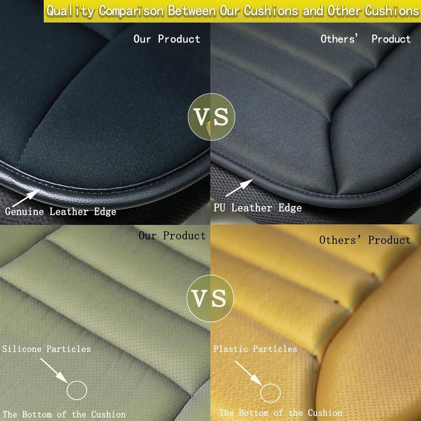 Car Seat Cushion Memory Foam Thin Seat Cushion for Car Truck Seat Driver, 20x18.5x1.2 Inches, Black