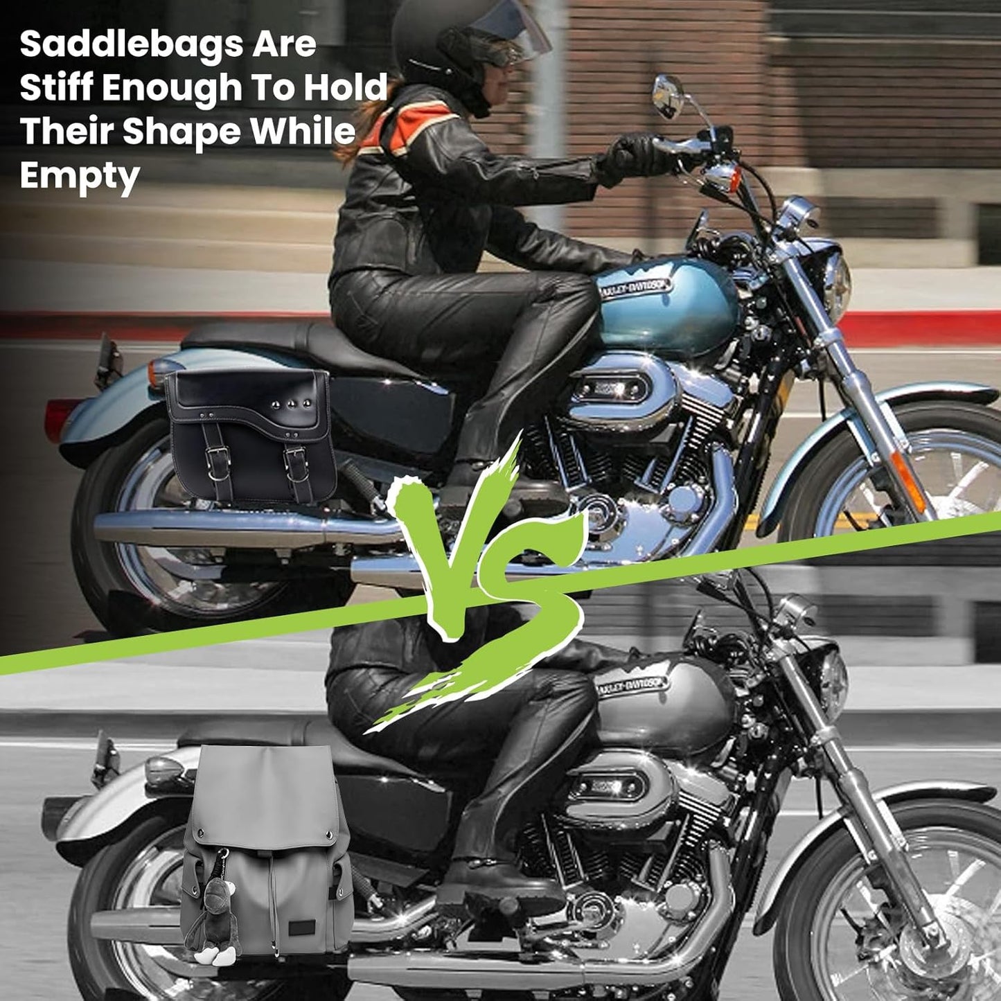 30L Motorcycle Saddlebags Water-Resistant PU Leather Storage for Harley Sportster Softail Dyna Honda Shadow | Quick-Install Design with Reinforced Straps | Universal Fit Large Capacity Luggage Bags