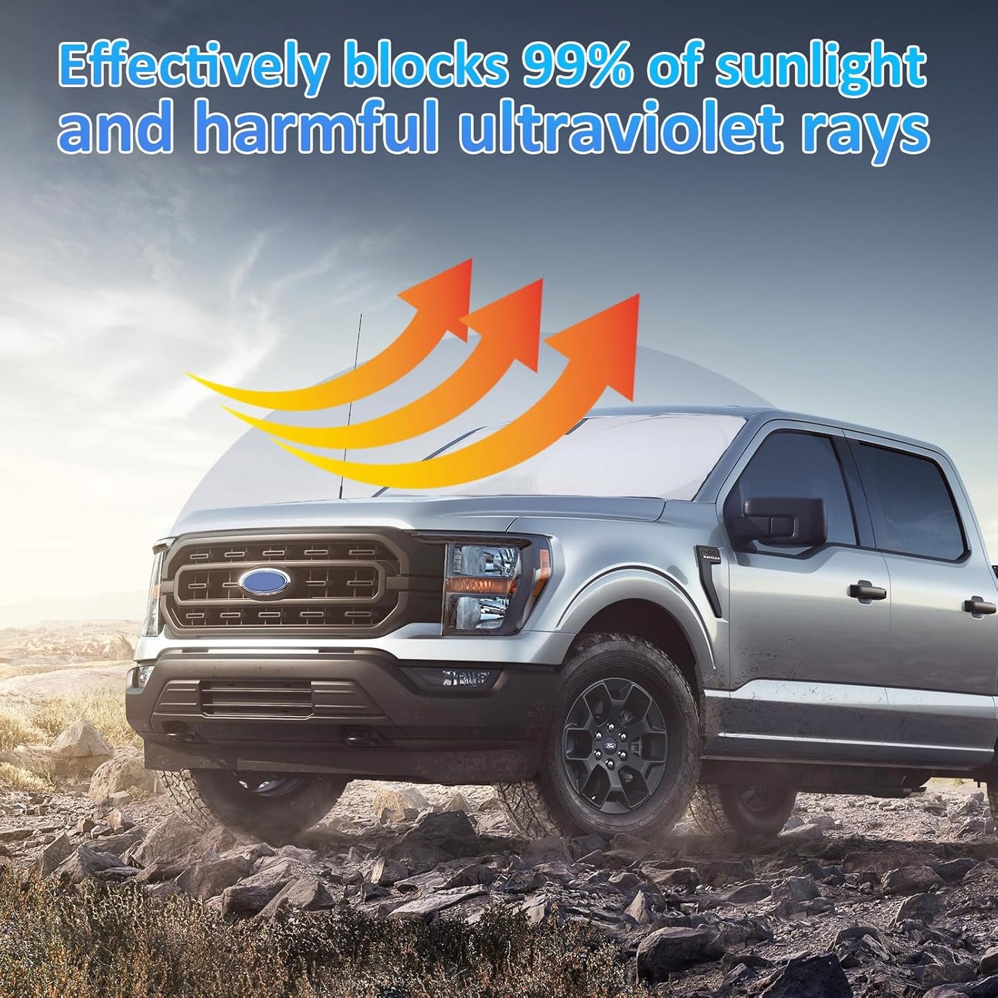 Windshield Sun Shades Sunshade fit for Ford F150 2021-2024 2025 2026 Front Window Shield Sun Visor Protector for Ford F150 F-150 Lariat King Ranch Platinum XL XLT Limited Raptor Truck Car Accessories