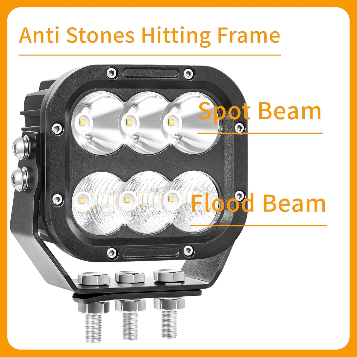 LED Light Pods, Offroad Driving Lights 5 Inch 120W 10000lm Off Road LED Work Pods for Truck Car Boat ATV Tractor 12V 24V Auxiliary Fog Lights, 【IP68 Waterproof with DT Wiring Harness】