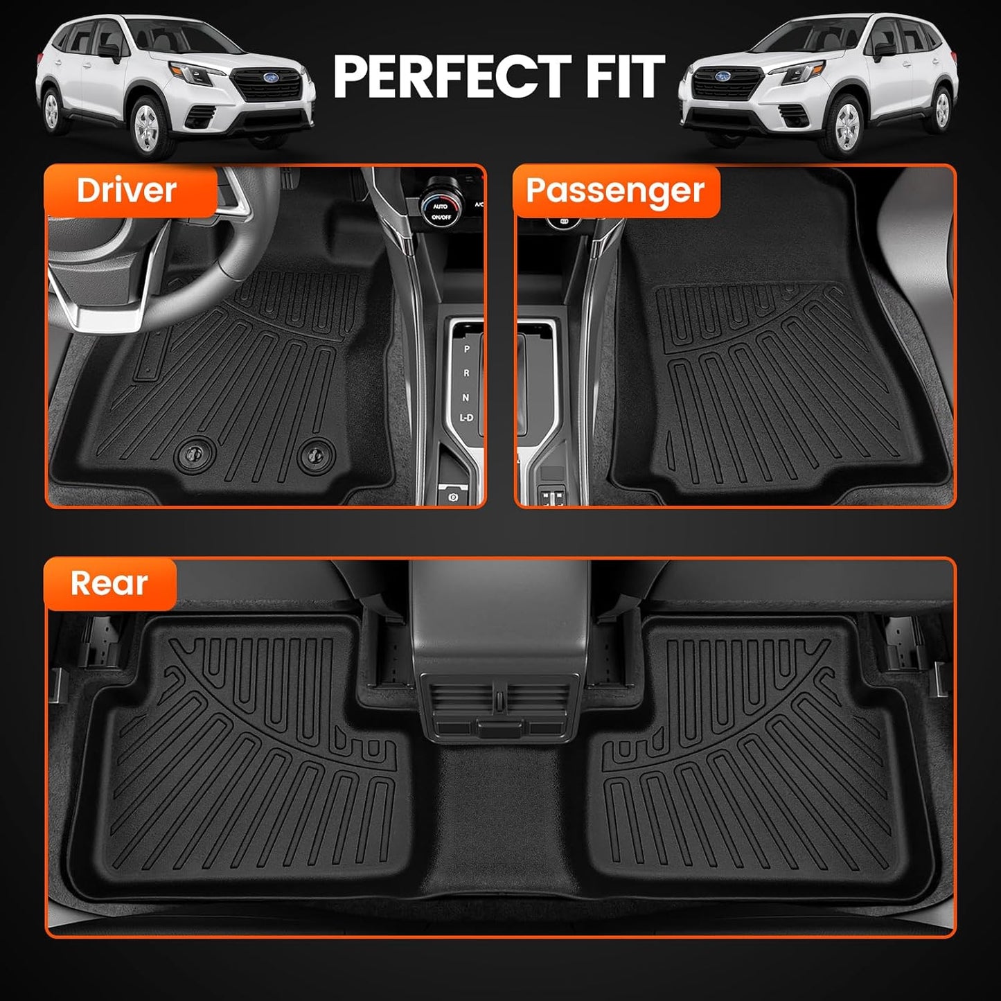 KMF Custom Fit Floor Mats for Subaru Forester 2025 Accessories, All Weather Forester Mat TPE Waterproof Car Floor Liners - Front & Rear 2 Row, Anti-Slip Deep Grooves Car Mats Full Set