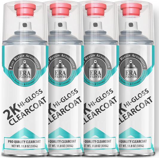 ERA Paints 2K High Gloss Automotive Clear Coat Spray/Aerosol Can – Professional Quality & Finish - Easy to Use – Best Value (4 pack)