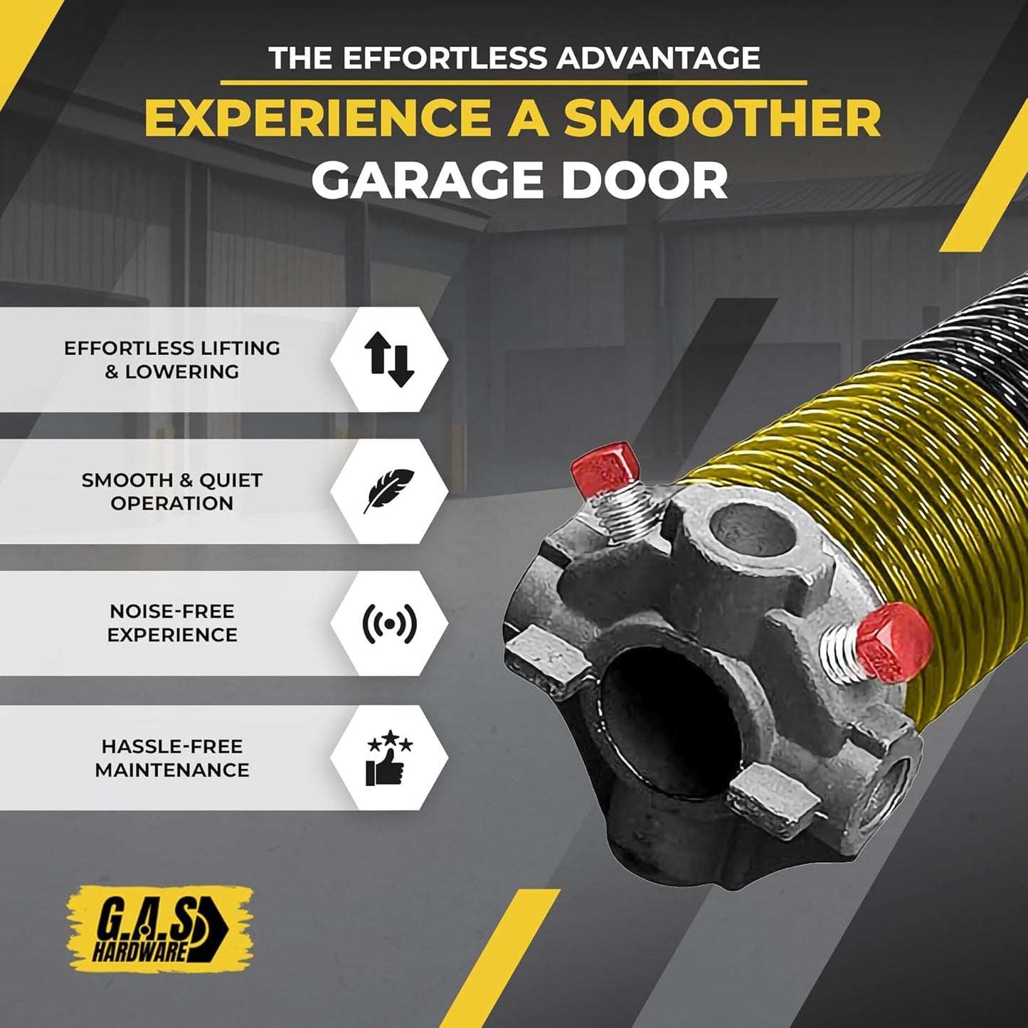 Garage Door Torsion Spring 250x1.75x35 Includes 1” Steel Bearing, Non-Slip Gloves, and Winding Bars for Left Side of Garage Door Precision E-Coating 5-Year Warranty Min. 30,000 Cycles (Red Cone)