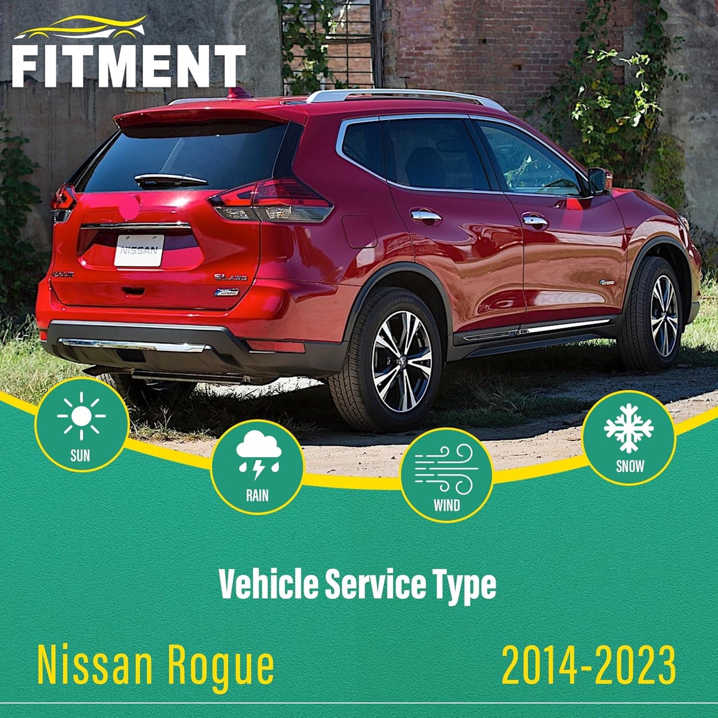 26" 17" 12" Windshield Wiper Blades Replacement for Nissan Rogue 2014 2015 2016 2017 2018 2019 2020 2021 2022 2023 Premium All Weather Front Rear Wipers Set - OEM Quality (Pack of 3)