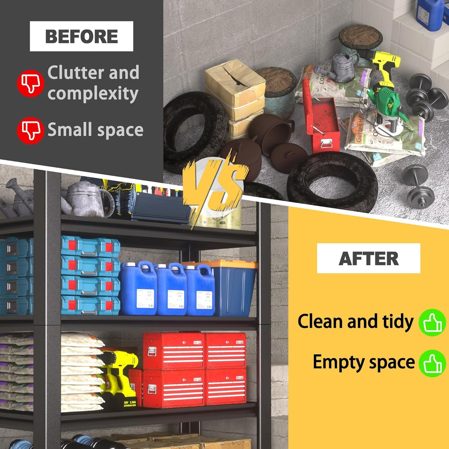 72" H x 48" W x 20" D 5-Tier Heavy Duty Garage Shelving Unit, 3000 LBS Capacity Metal Storage Rack,Adjustable Steel Shelves for Garage, Warehouse, Basement, Pantry, Workshop.4 Pack