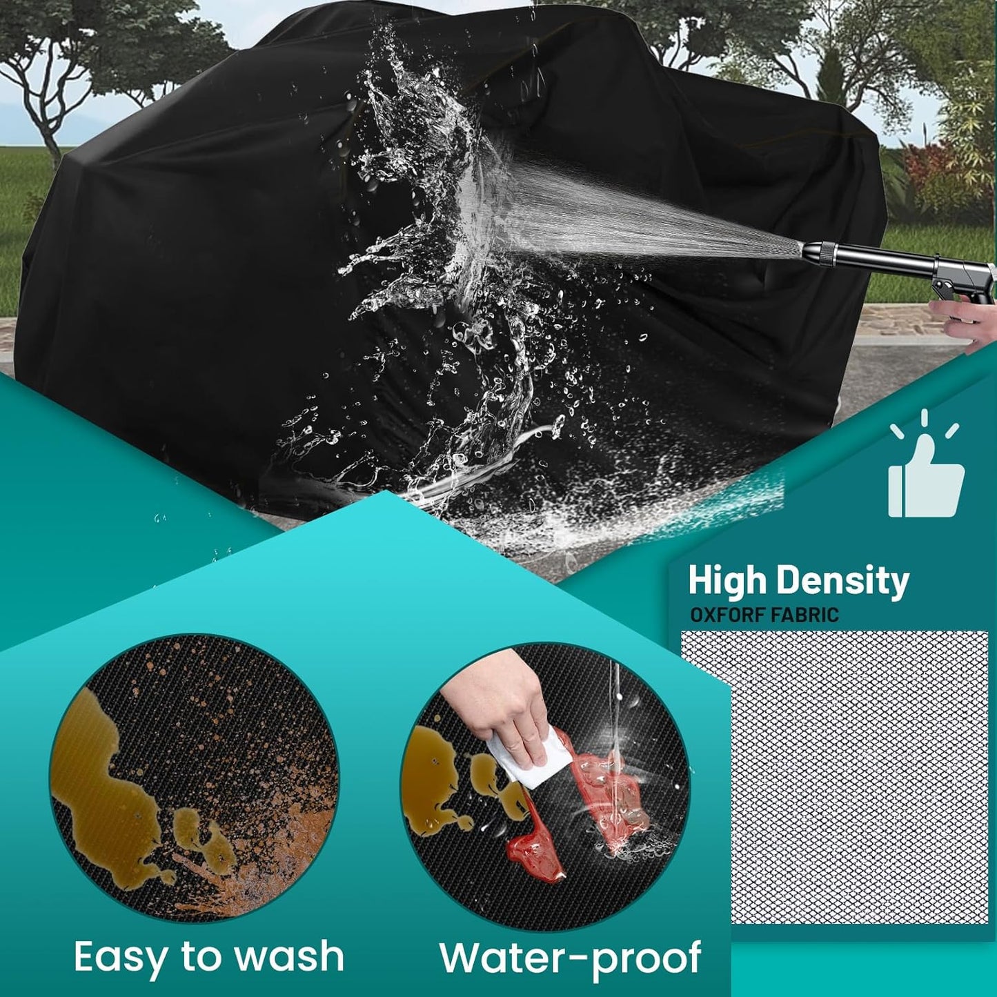 QYMOTO ATV Cover,Large ATV Cover XL 2-UP 4 Wheeler Quad Outdoor Full Protection Heavy Duty 420D Waterproof Windproof for CFMOTO Cforce,Polaris Sportsman 570,Can am Outlander 570 850,Ya maha Grizzly