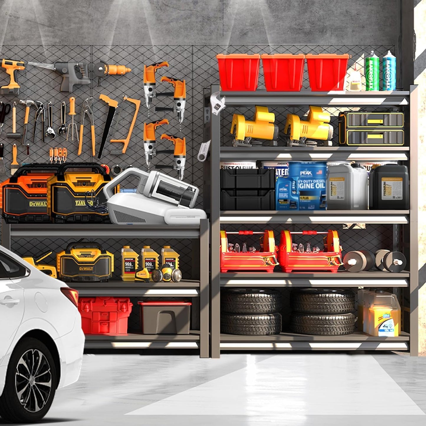 Metal Garage Shelving Unit, Heavy Duty 5-Tier Adjustable Storage Rack, Steel Shelving,2000 lbs Capacity, Industrial Shelves for Heavy Tools and Equipment (5-Tier 71" H x 32" W x 14" D)