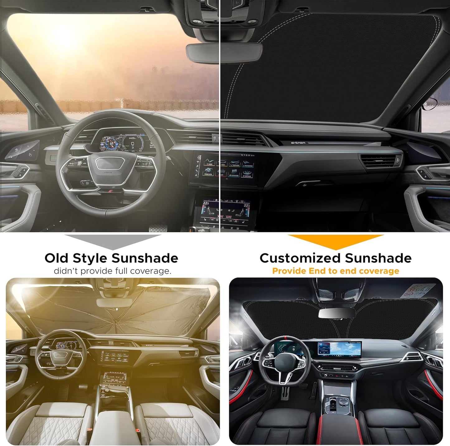 EcoNour Windshield Sun Shade Compatible for VW Tiguan (2018–2023) | Custom Fit Front Window Shade | 4-Layer, 240T Sunshade Accessories | UV & Heat Blocker for Tiguan Windshield