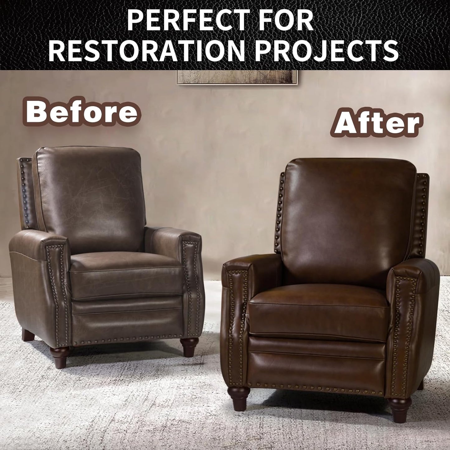 Leather Repair Kit Recoloring Balm Cleaner Conditioner Waterproof Beeswax Oil for Car Seat Furniture Couch Shoe Leather Vinyl(Navy Blue)