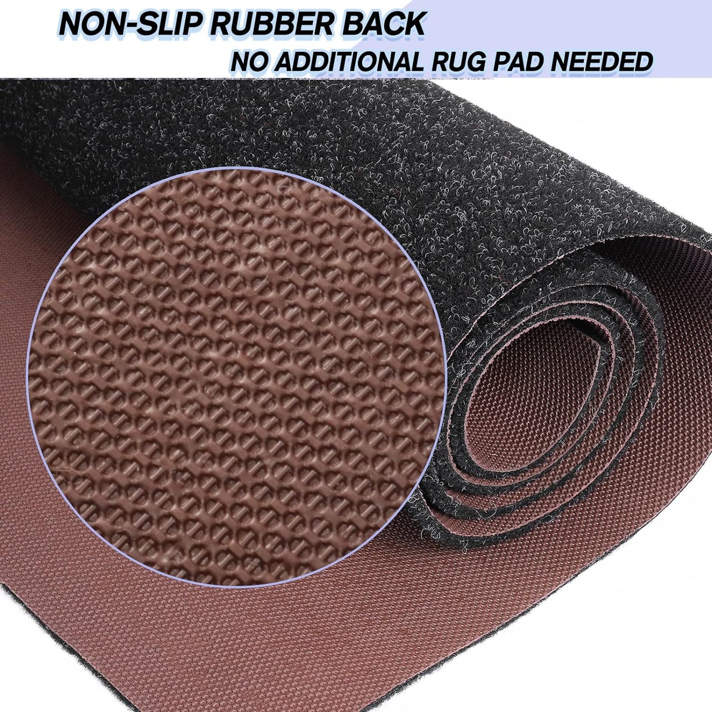 Custom Size Backed Non-Slip Area Rugs Runner, Easy Clean, Waterproof Runner Rugs for Hallway Entryway, Kitchen, Laundry, 4FT x 15FT, Black