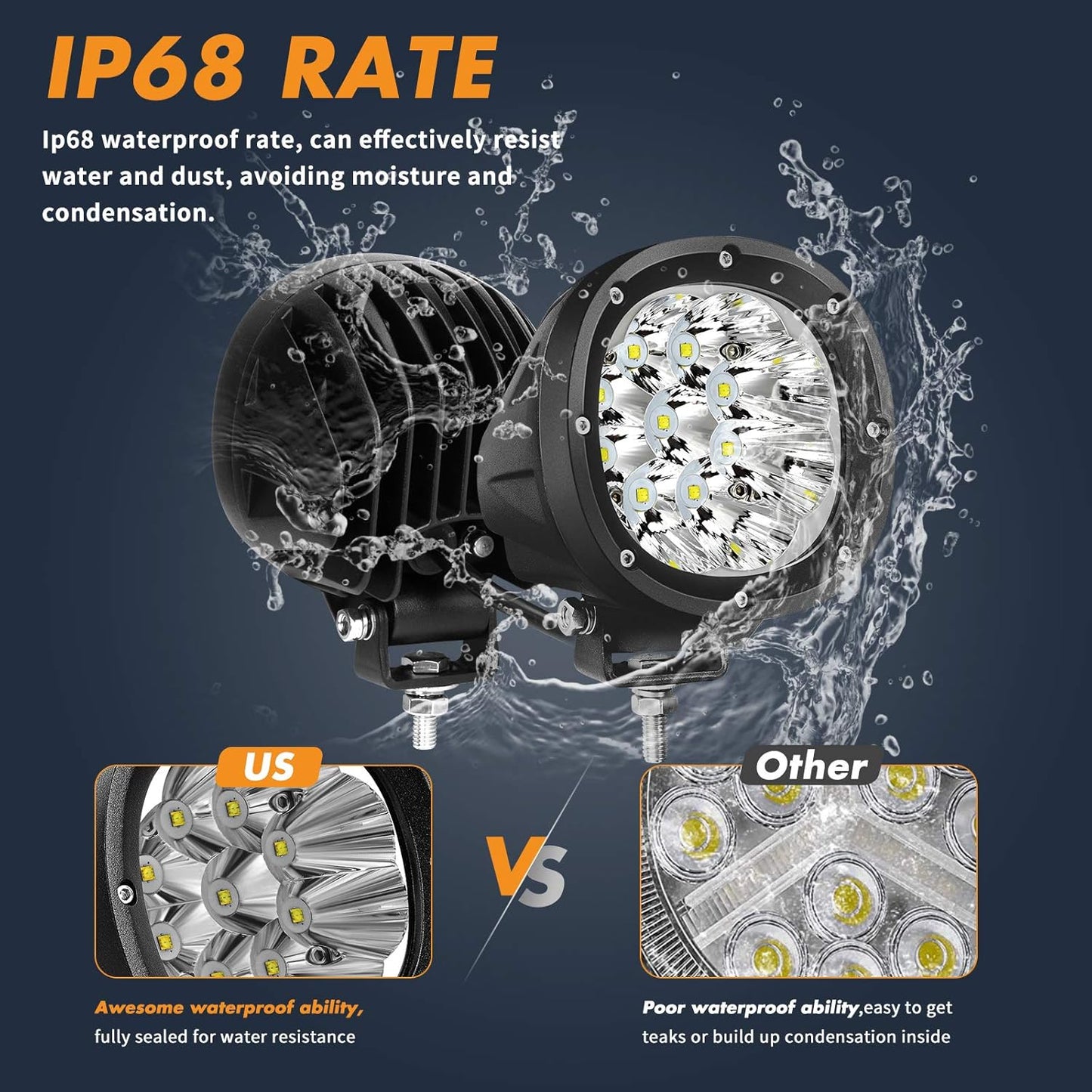 YCHOW-TECH 2PCS 4 Inch LED Fog Lights 90W White Round Offroad Light Bar Flood Beam Off Road LED Pods Bumper Ditch Lights Driving Work Light for Truck Boat Pickup ATV UTV SUV