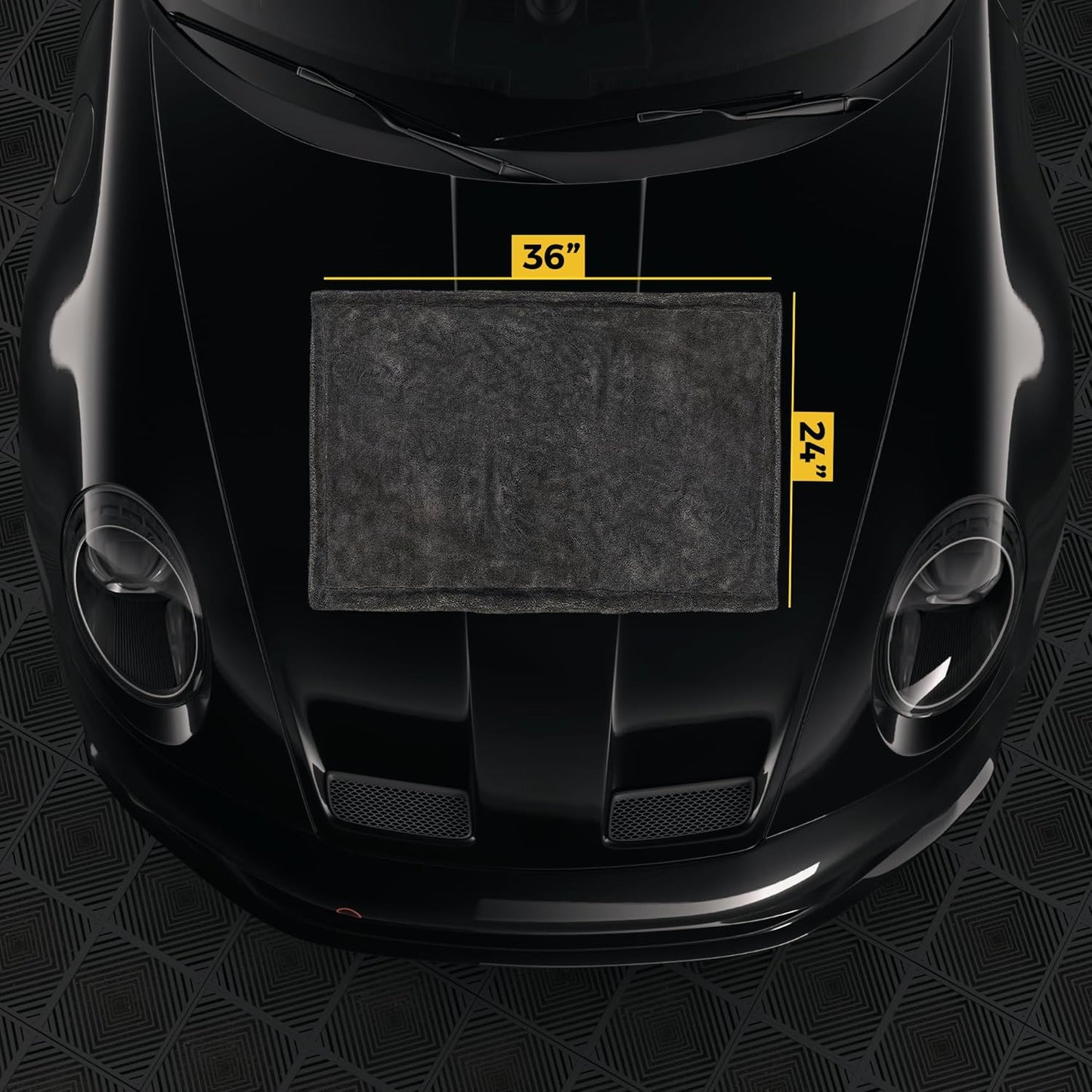 The Giant Giant 24"x36" Car Drying Towel – Ultra Absorbent 1200 GSM Twisted Loop Microfiber, Scratch-Free, Streak-Free, 70/30 Korean Blend – Includes Wash Mitt & Glass Towel for Auto Detailing