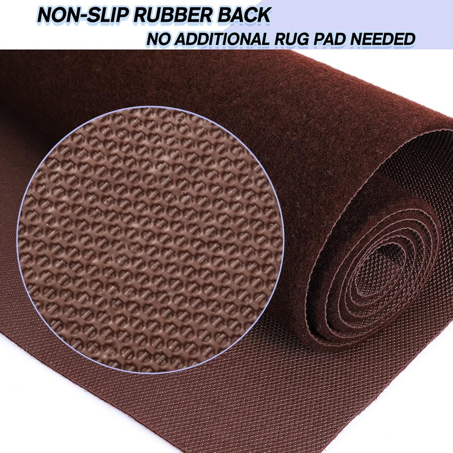 Custom Size Backed Non-Slip Area Rugs Runner, Easy Clean, Waterproof Runner Rugs for Hallway Entryway, Kitchen, Laundry, 2FT x 75FT, Brown