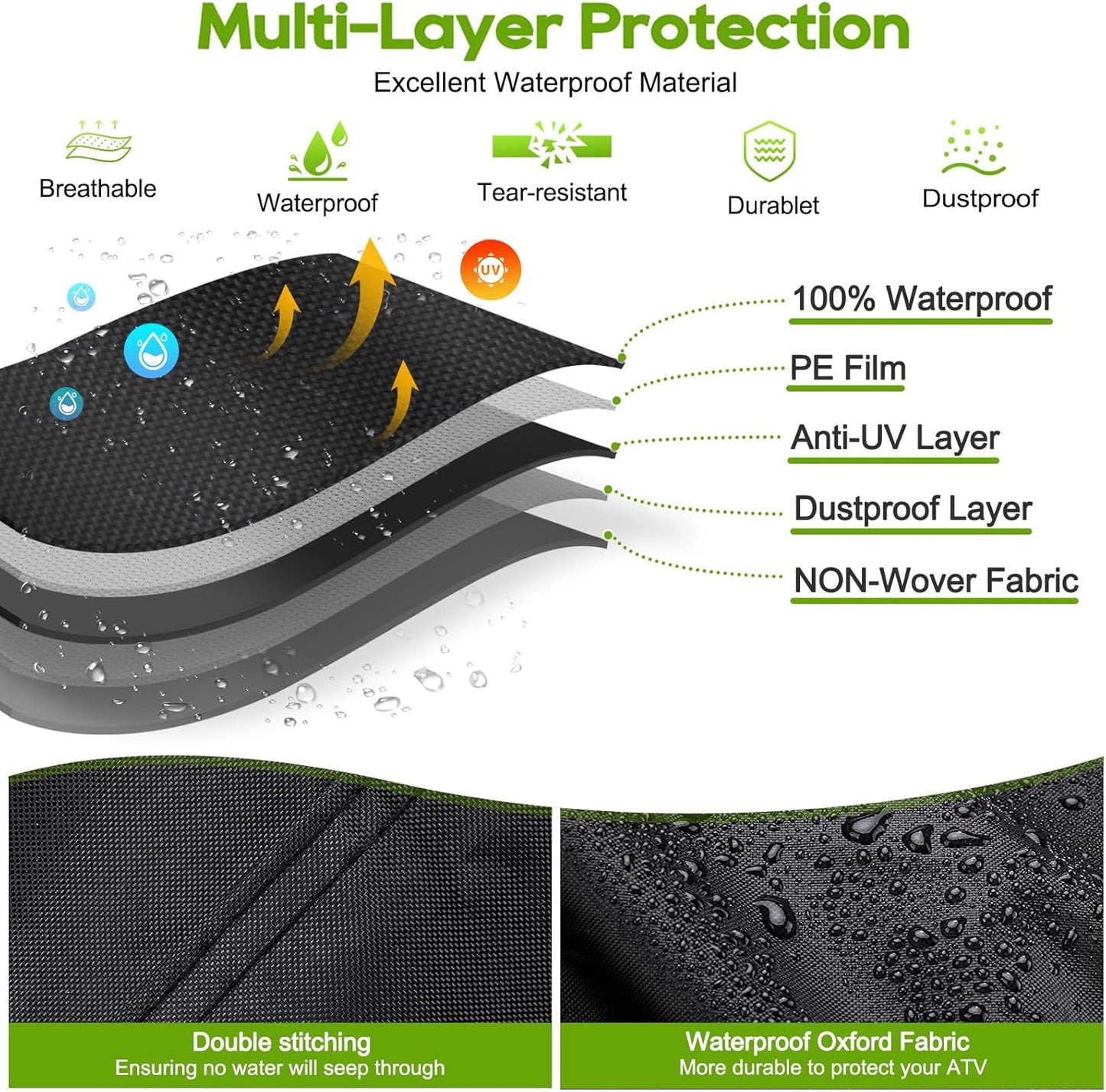 ATV Cover Waterproof Heavy Duty XXXL 102 Inches 300D Oxford Cloth Quad ATC 4 Wheeler Rain Cover All Weather for Polaris Sportsman Yamaha Honda Kawasaki Quad Bike(102 * 48 * 48 Inch)