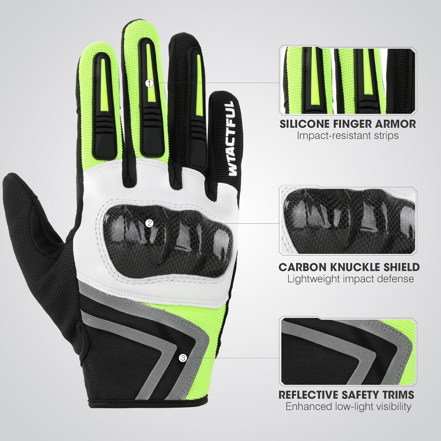 WTACTFUL Lightweight Motorcycle Gloves for Men, Touchscreen Summer Breathable Gloves for Motocross Casual Riding