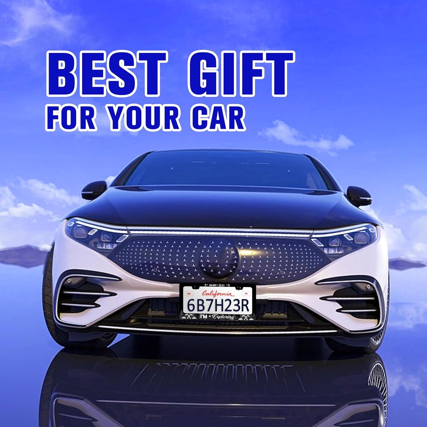 I'm Not Lost I'm Exploring License Plate Frame Adventure Forest License Plate Holders Funny Stainless Steel Auto Accessory Bracket 2 Hole with Screws Universal Us Car License Plate Frames 6x12 Inch